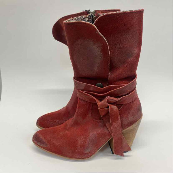 Freebird by Steven Size 6 Women's Red Distressed Heel Boots