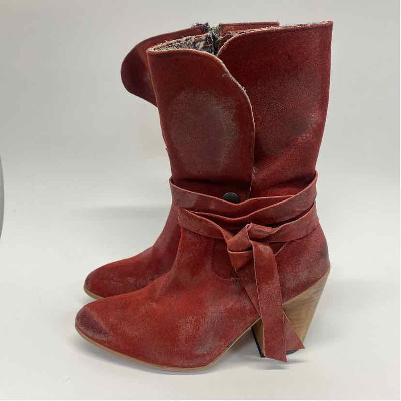 Freebird by Steven Size 6 Women's Red Distressed Heel Boots