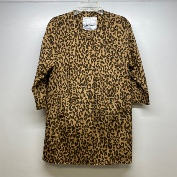 Cabi Women's Size S Tan-Black Animal Print Swing Coat