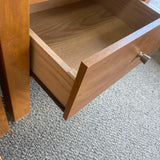 Sauder Brown Wood Shelf w Frosted Glass Shelves