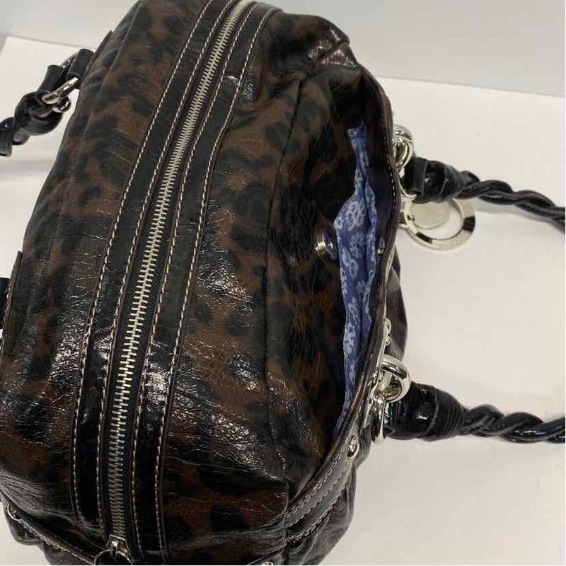 Kathy Van Zeland Brown-Black Faux Leather Animal Print Shoulder Handbag