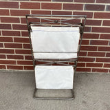 Iron Magazine Rack w 2 Canvas Pockets