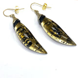 Alexis Bittar Stylized Leaf-Shaped Dangle with Metallic Gold Design  Earrings