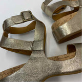 Kork-Ease Size 8 Women's Gold Shimmer Strappy Sandals