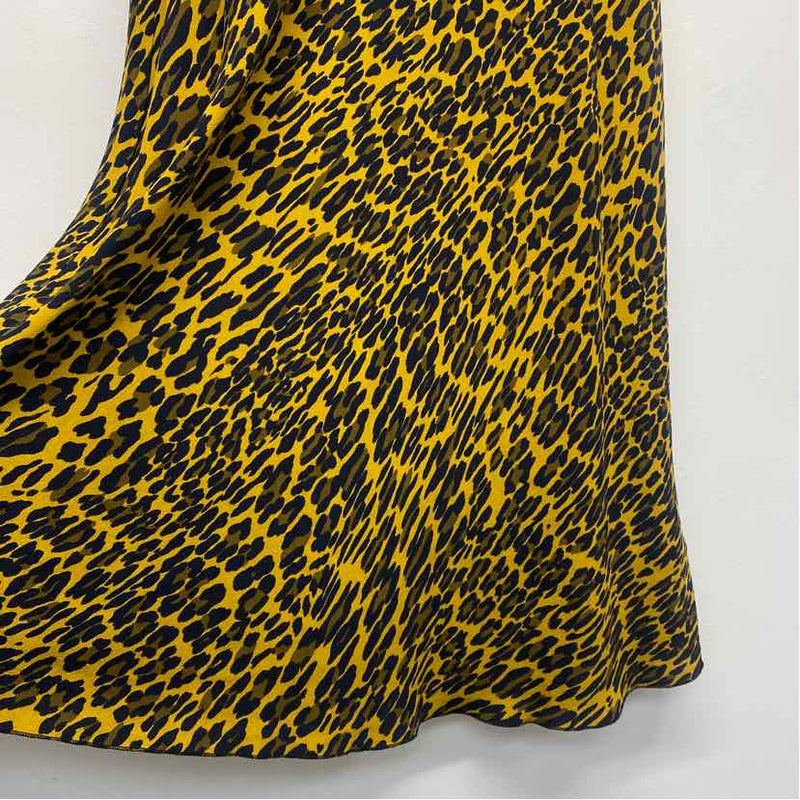 Karen Kane Size L-10 Women's Black-Yellow Pattern A Line Skirt