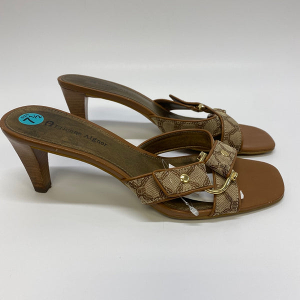 Etienne Aigner Women s Size 7.5 Brown Signature High Heel Sandals Treasures Upscale Consignment