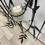 Black Metal Bamboo leaves - with glass Candle holders Wall Decor