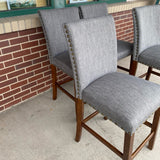 Counter Height Gray Wood-Fabric Stool - Set of 4