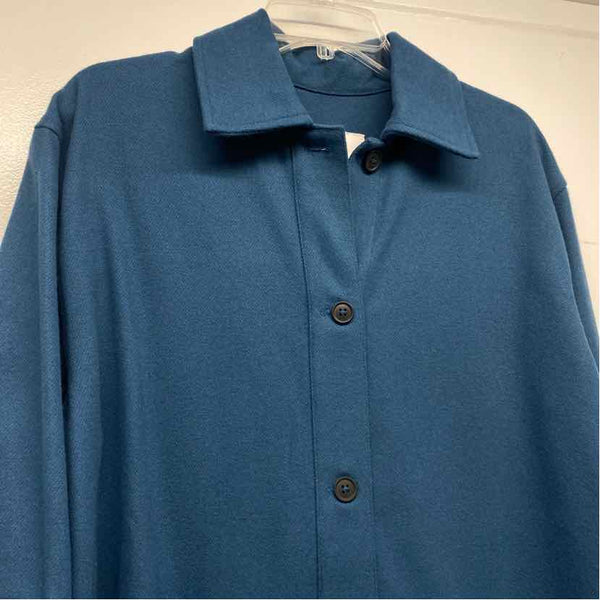 Anian Women's Size L Blue Solid Button Up Jacket