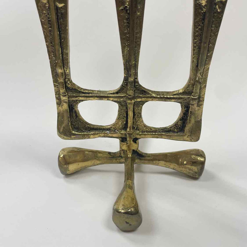 Brutalist Brass 3 Tapers Candelabra