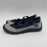 Lands' End Size 6.5 Women's Gray-Navy Patchwork Mary Jane Shoes