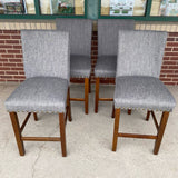 Counter Height Gray Wood-Fabric Stool - Set of 4