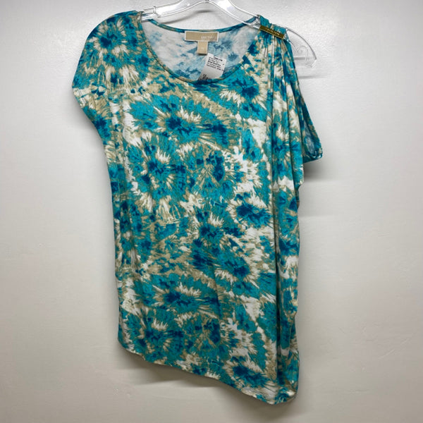 Michael Michael Kors Women's Size XS Aqua-Multicolor Pattern Short Sleeve Top