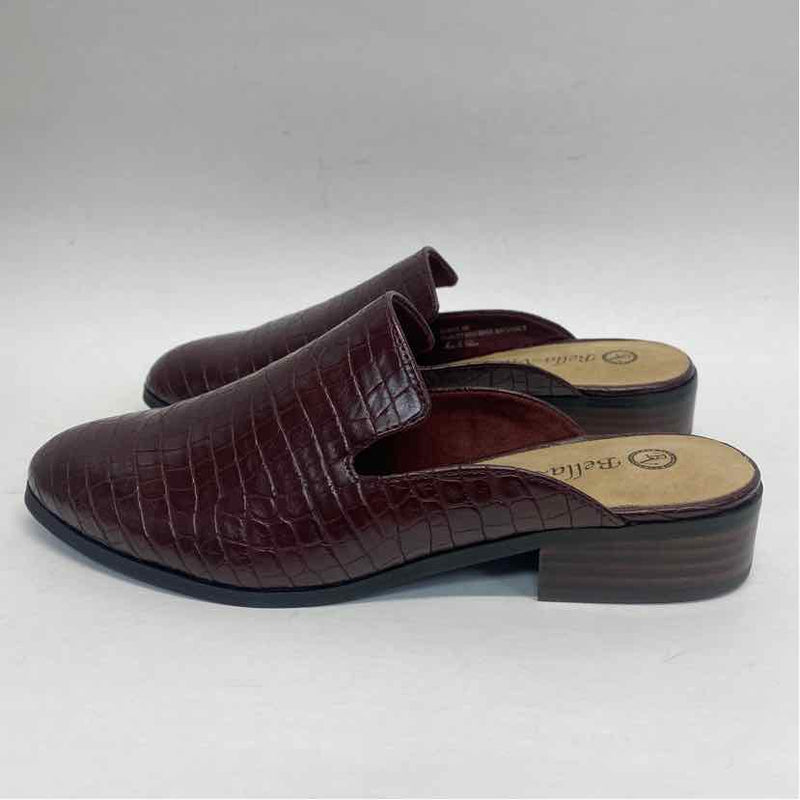 Bella Vita Size 8 Women's Burgundy Animal Print Mules Shoes
