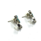 Zuni, inlay flower turquoise  and nother pearl earrings