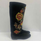 Joan & Davis Couture Size 6.5 Women's Black-Multi Embroidered Riding Boots
