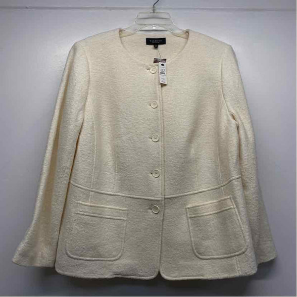 Talbots Women's Size 18-2x Off White Solid Button Up Jacket