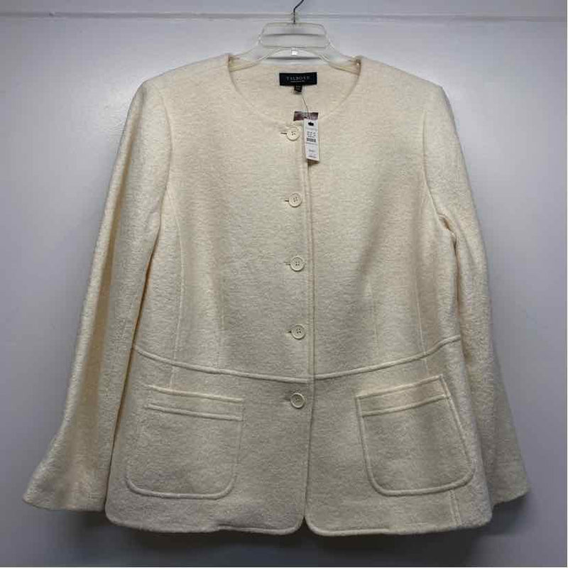 Talbots Women's Size 18-2x Off White Solid Button Up Jacket