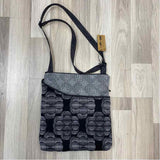Maruca Black-Gray Fabric Pattern Shoulder Handbag
