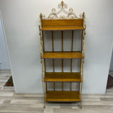 Folding Beige Metal-Wood Baker's Rack