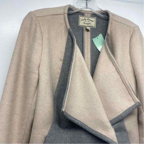 Lucky Brand Women's Size S Tan-Gray Color Block Single Button Jacket