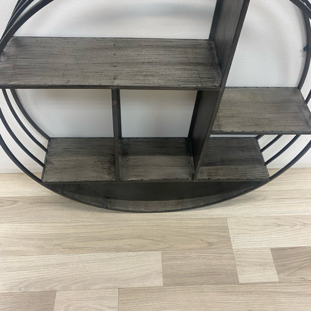 Hanging Gray Metal Round Shelf Unit