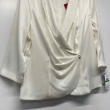 Alex Evenings Women's Size L White Solid Wrap Jacket