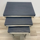 Hekman Chrome-Blue Wood Nesting Side Tables