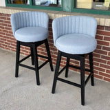 Bar - Pub Swivel Gray Tweed Fabric Stool - Set of 2
