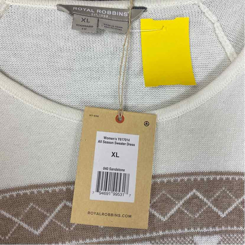 Royal Robbins Size Xl Women's Tan-White Pattern Sweater Dress