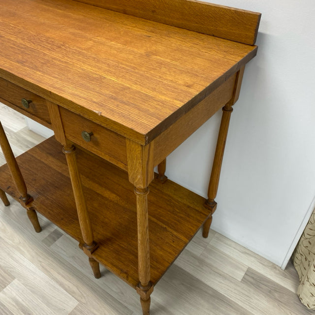Brown Wood 3 Drawer Console - Sofa Table