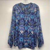 Robert Graham Size M Women's Blue-Multi Floral Pullover Blouse