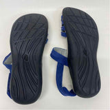 Abeo Size 7.5 Women's Blue-White Pattern Strappy Sandals