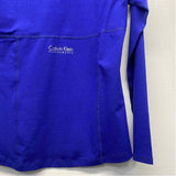 Calvin Klein Size M Women's Royal Blue Seams Long Sleeve V Neck Activewear Top