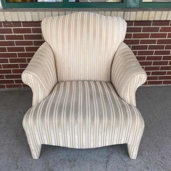 Beige Fabric Stripe Arm Chair