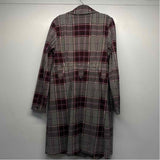 Cabi Women's Size M Burgundy-Multi Plaid Trench Coat