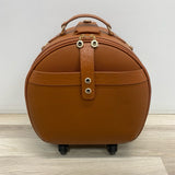 Smart Birdy Cognac Faux Leather Solid Round Suitcase