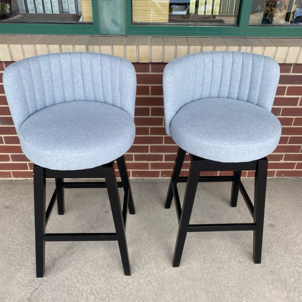 Bar - Pub Swivel Gray Tweed Fabric Stool - Set of 2