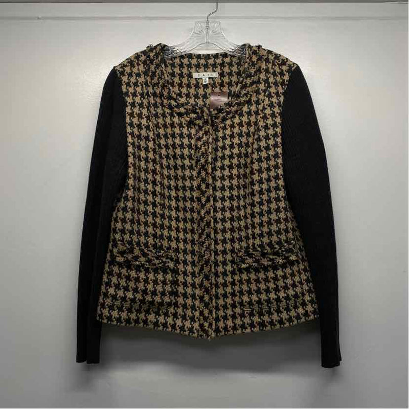 Cabi Women's Size 12- L / XL Charcoal-Brown Patchwork Zip Up Jacket