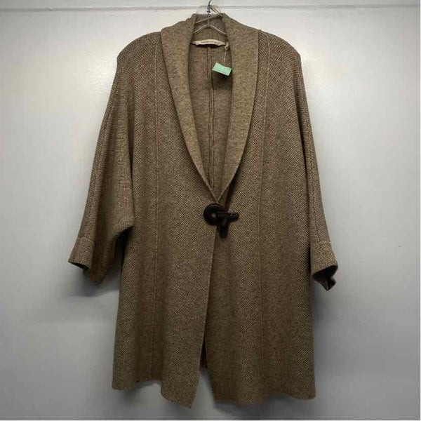 Soft Surroundings Size L Women's Brown Tweed Single Button Sweater