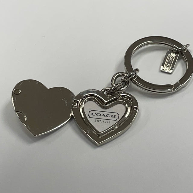 Coach Silver Shimmer Metal Heart Shape Locket Keychain