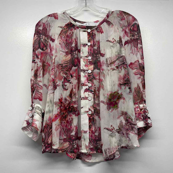 IRO Paris Size 32-XS Women's White-Multicolor Pattern Button Up Blouse