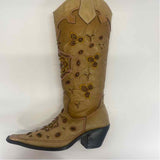 Tommy Size 6 Women's Tan-Multi Beaded Western Boots
