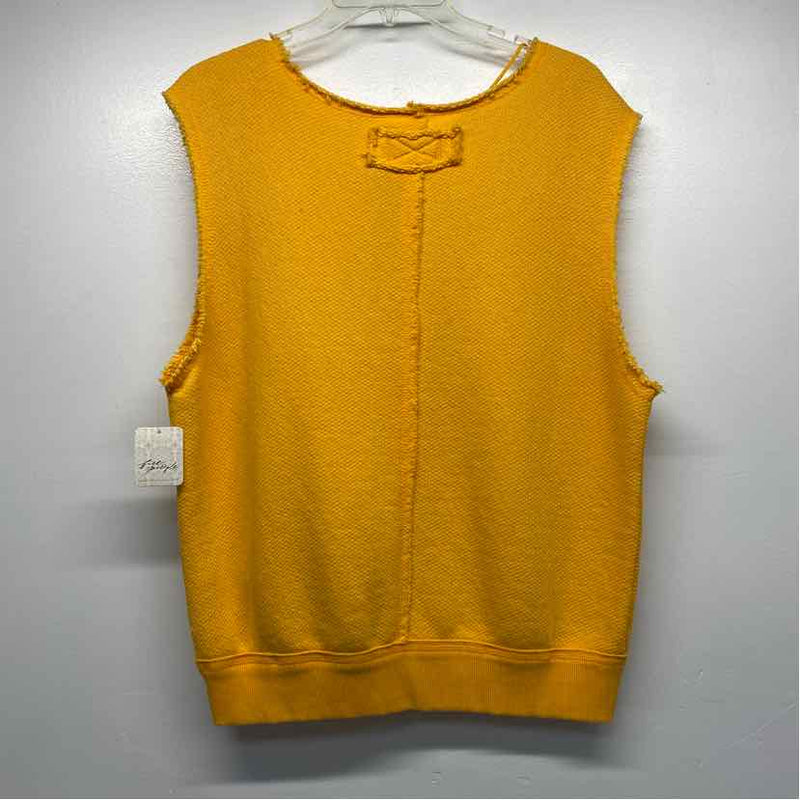 Free People Size S Women's Yellow Solid Tank Top Sleeveless Top