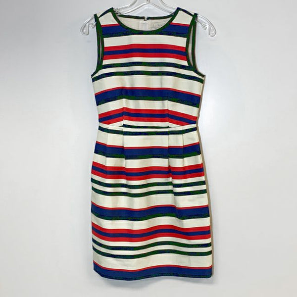 J.Crew Size XS Women's Tan-Multicolored Stripe Sleeveless Dress