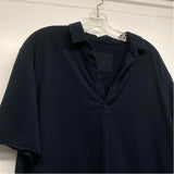Frank & Eileen Est 1947 Size Xl Women's Black Solid Collar Short Sleeve Top