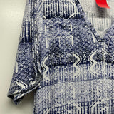 Tart Size M Women's Blue-White Pattern Shift Short Sleeve Dress