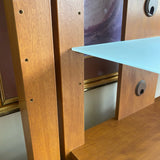 Sauder Brown Wood Shelf w Frosted Glass Shelves