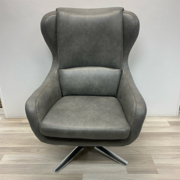 Swivel Gray Leather Chair