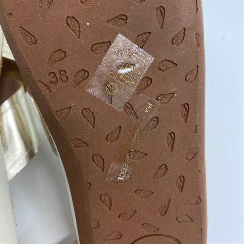 Ancient Greek Sandals Size 38-7 Women's Gold Solid Strappy Sandals